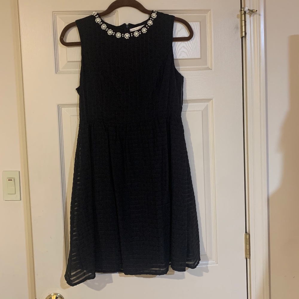 NWOT Eye of the Needle Black Embellished Sleeveless Lined Dress sz S